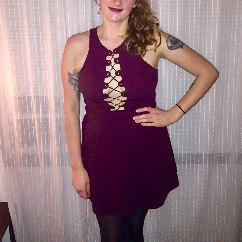 Lace up maroon dress silence + noise